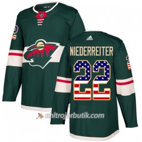 Män Ishockey Minnesota Wild Tröja Nino Niederreiter 22 Adidas 2017-2018 Grön USA Flag Fashion Authentic